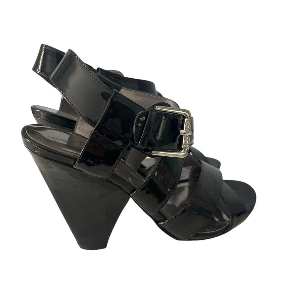 Guess Gladiator Black Patent Leather Sandals Sz 6.5